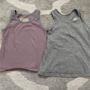 Mini Mioche Organic Cotton Kids Tank Top Bundle - Purple and Gray, Size 2T